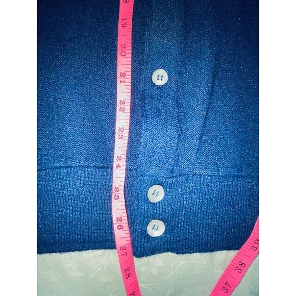 Vintage IZOD Lacoste Cardigan Sweater Mens Size XL Blue Crocodile Logo USA Made - Picture 10 of 12